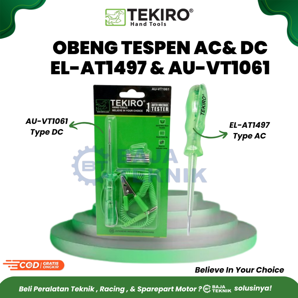 TEKIRO AC TESTER SCREWDRIVER 105-250V EL-AT1497 | AUTO VOLTAGE TESTER DC AU-VT1061 | TESPEN AC TESPE