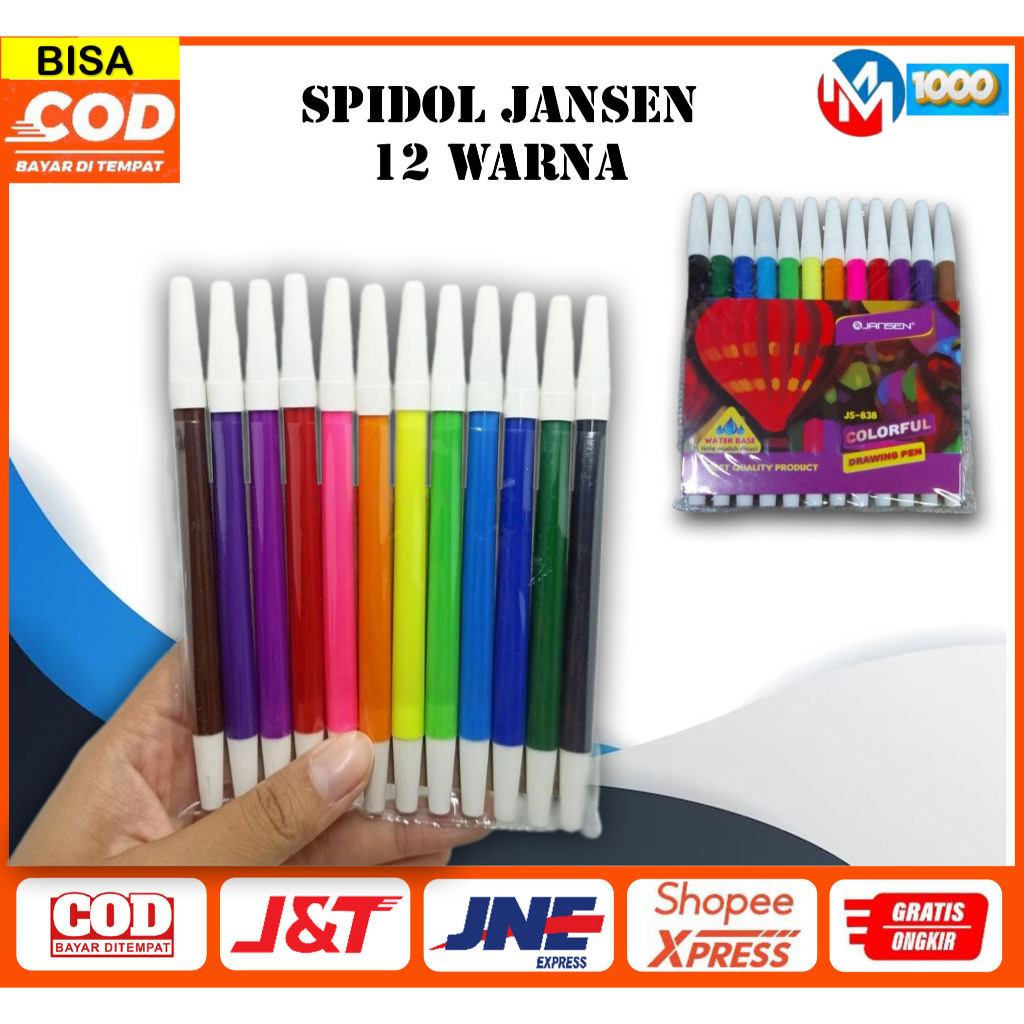 

SPIDOL JANSEN 12 WARNA HARGA PER PACK/BUNGKUS