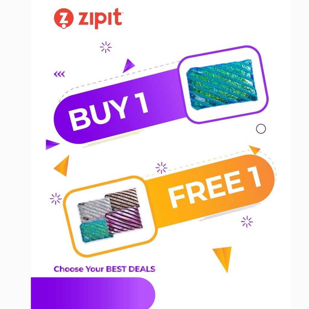 

TWIN PACK (BUY 1 GET 1 FREE) Zipit Metallic Jumbo Pouch - Hijau