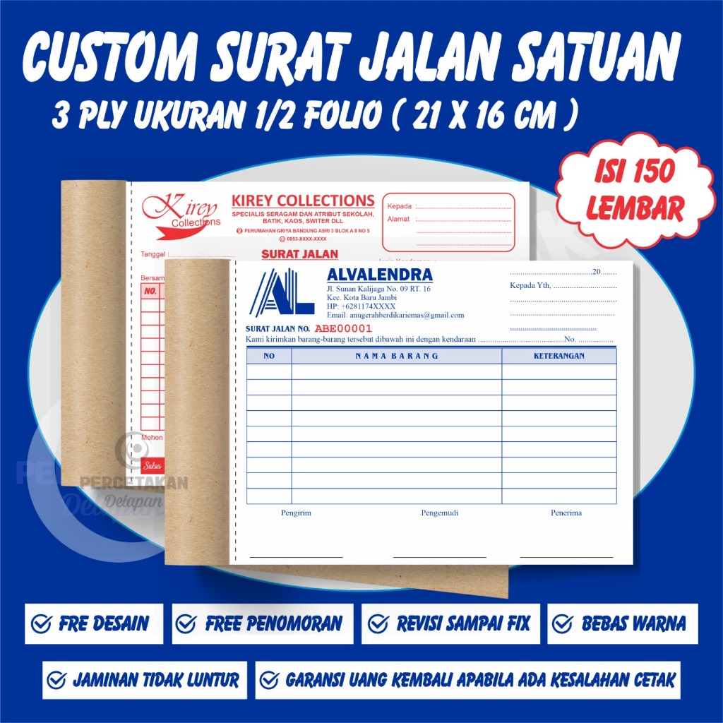 

Cetak surat jalan custom 3 PLY 1/2 FOLIO ( BEBAS DESAIN )
