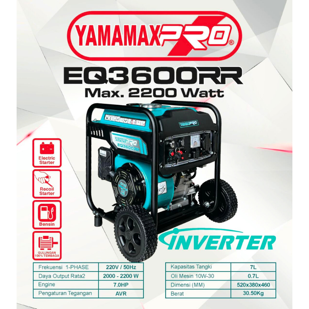 Genset Inverter Yamamax Pro EQ3600RR - 2200 Watt