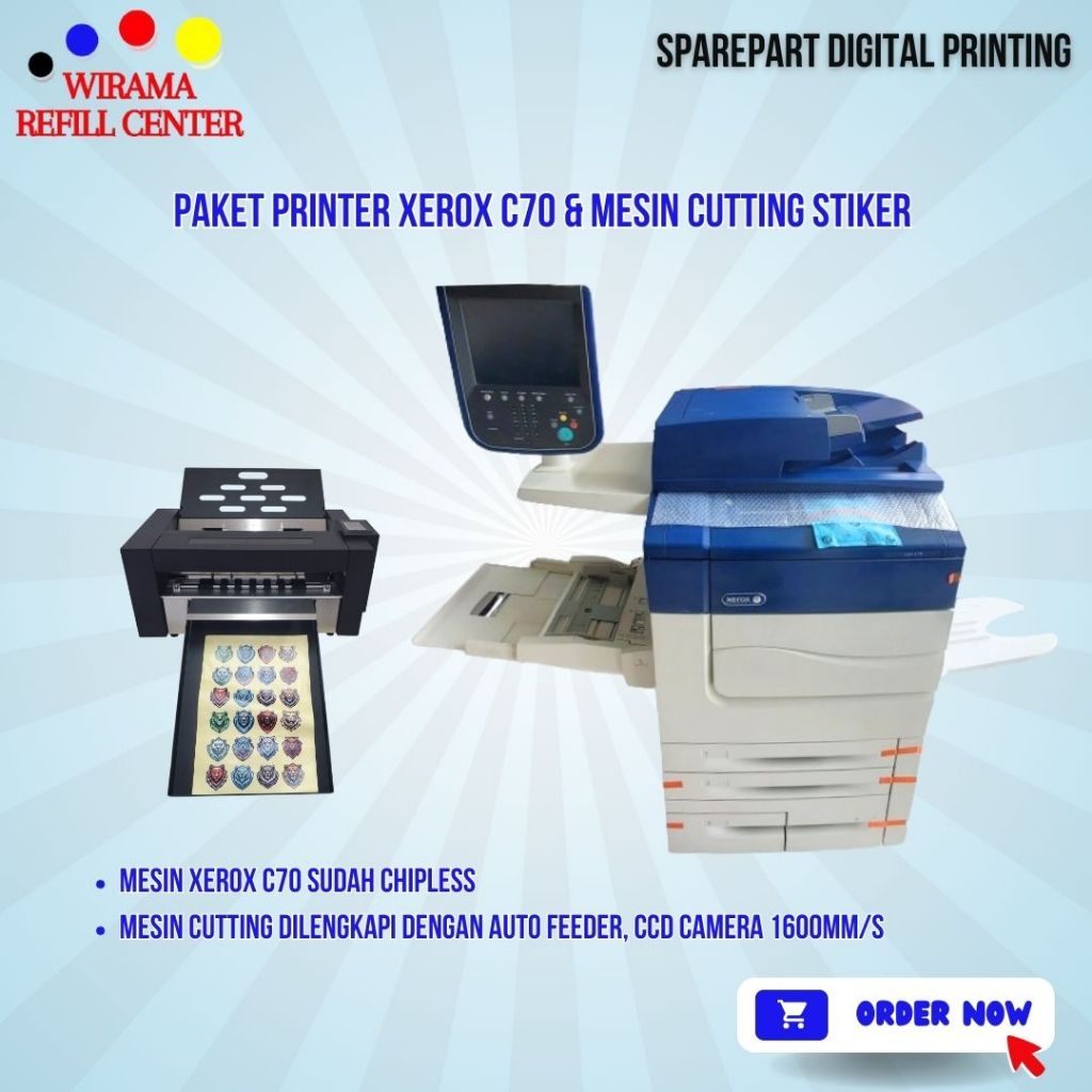 Paket Printer Xerox C70 & Mesin Cutting Stiker Auto Feeder CCD Camera 1600mms