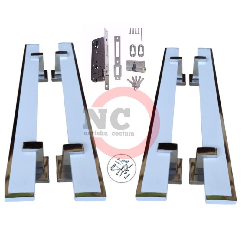 4pcs handle+kunci Handle pintu rumah Gagang pintu rumah Tarikan pintu rumah minimalis pegangan pintu