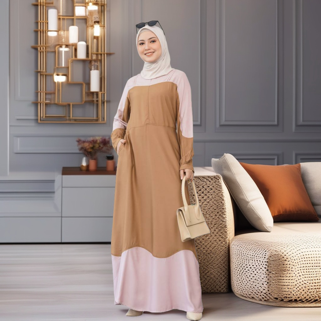 Baju Gamis Rayon Dress Wanita RAUNA PRIDE RGD 49 COKLAT