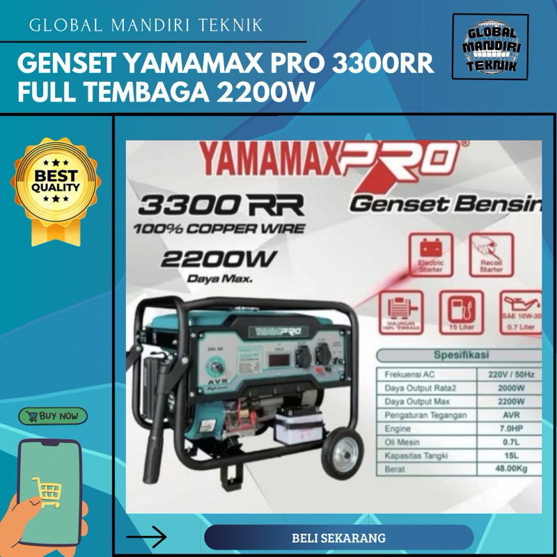 Genset Yamamax Pro ( 3300 RR - 2200 W ) Full Tembaga Murah Kuat Berkualitas