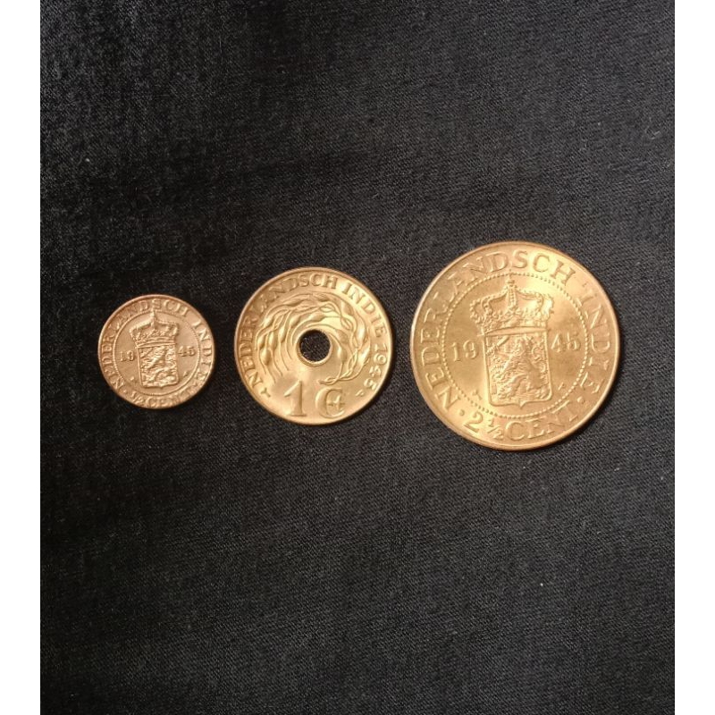 ( 1 set ) 3 keping uang koin kuno nederlandsch indie