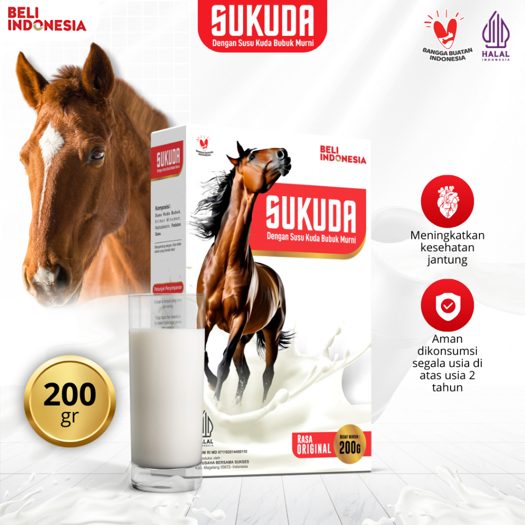 

SUKUDA 1 Box Susu Bubuk Kuda Liar Lombok Kolostrum 200 Gram