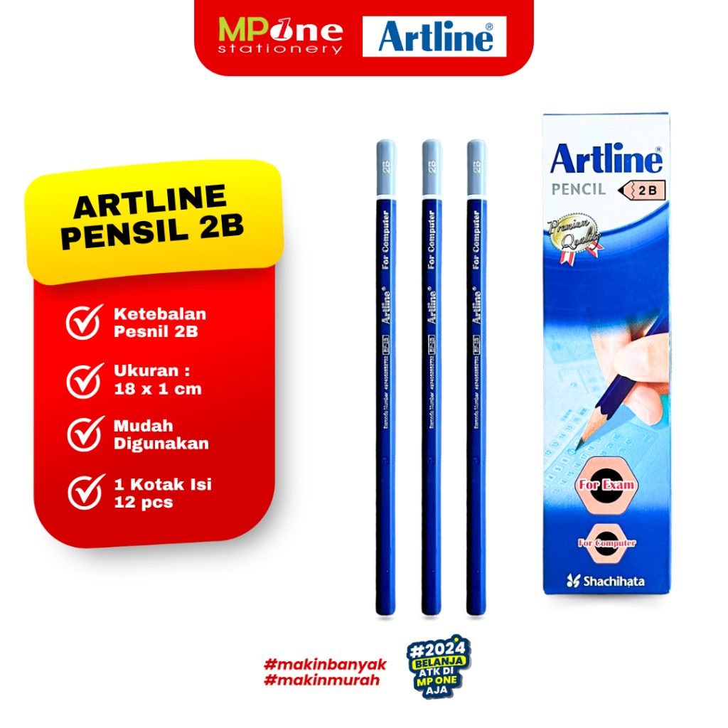 

(1 PCS) Artline Pensil 2B for Computer / Pensil Kayu Biru 2B Artline 1 Biji