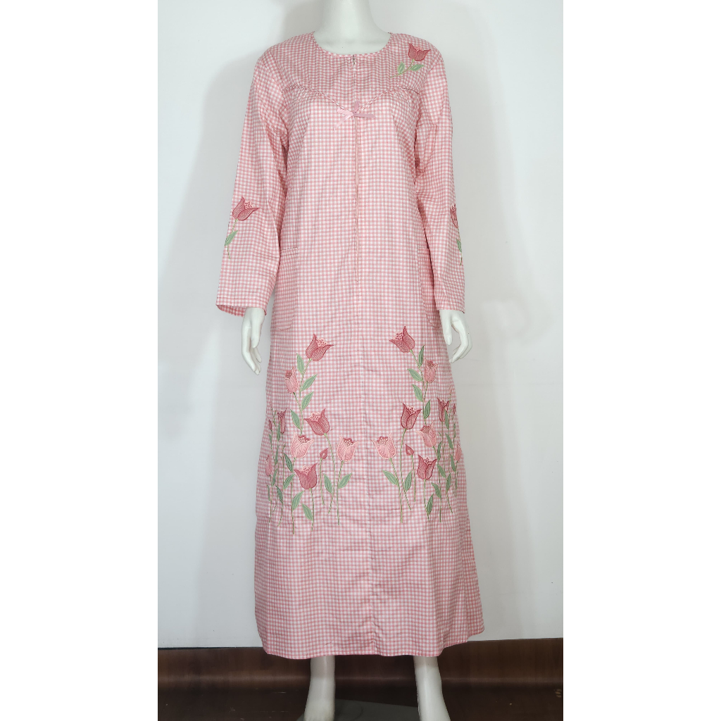Daster Bordir Panjang Katun Jepang Khas Malang [Gamis Wanita Premium] [Longdress Busui] [Baju Tidur]