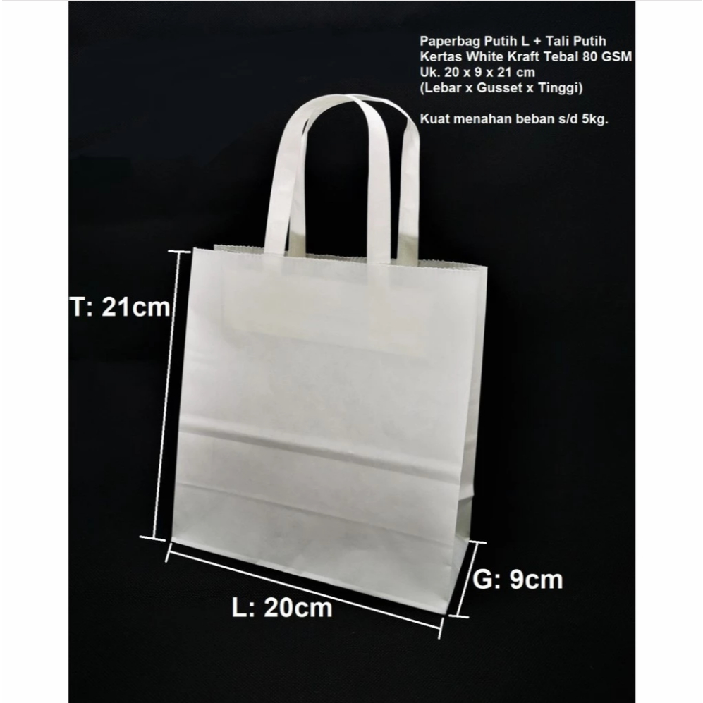 

Paper Bag Warna Putih Tali FLAT 20x9x21 Paper Bag Kado Packing paperbag Souvenir Packaging Olshop A4