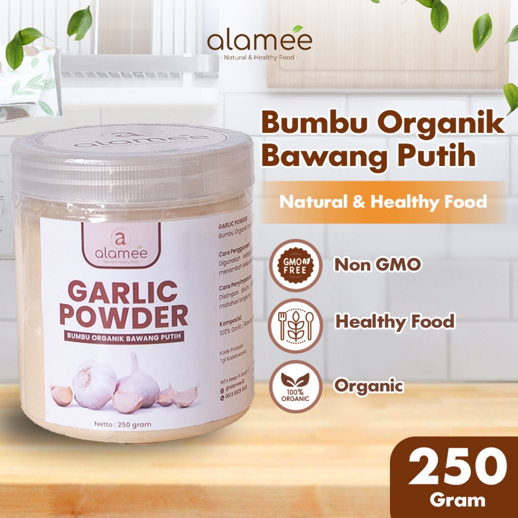 

ALAMEE Bawang Putih Bubuk Garlic Powder Ground Bumbu Dapur Organik Instan Asli Tanpa Campuran 250gr