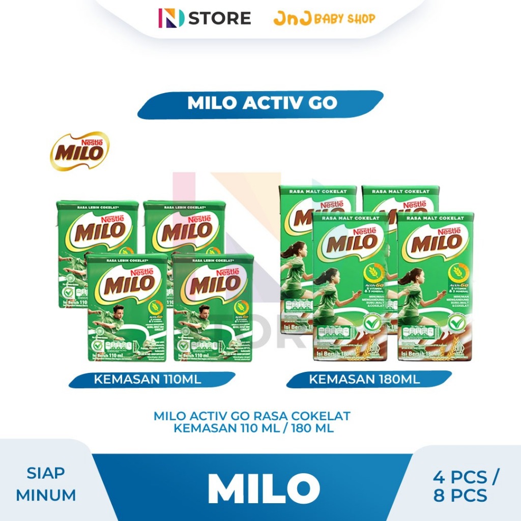 

Milo ACTIVE-GO Rasa Cokelat/ Nutriactive Rasa Choco Cereal/ Choco Banana Kemasan 110ml/180ml Paket 4Pcs Dan 8Pcs