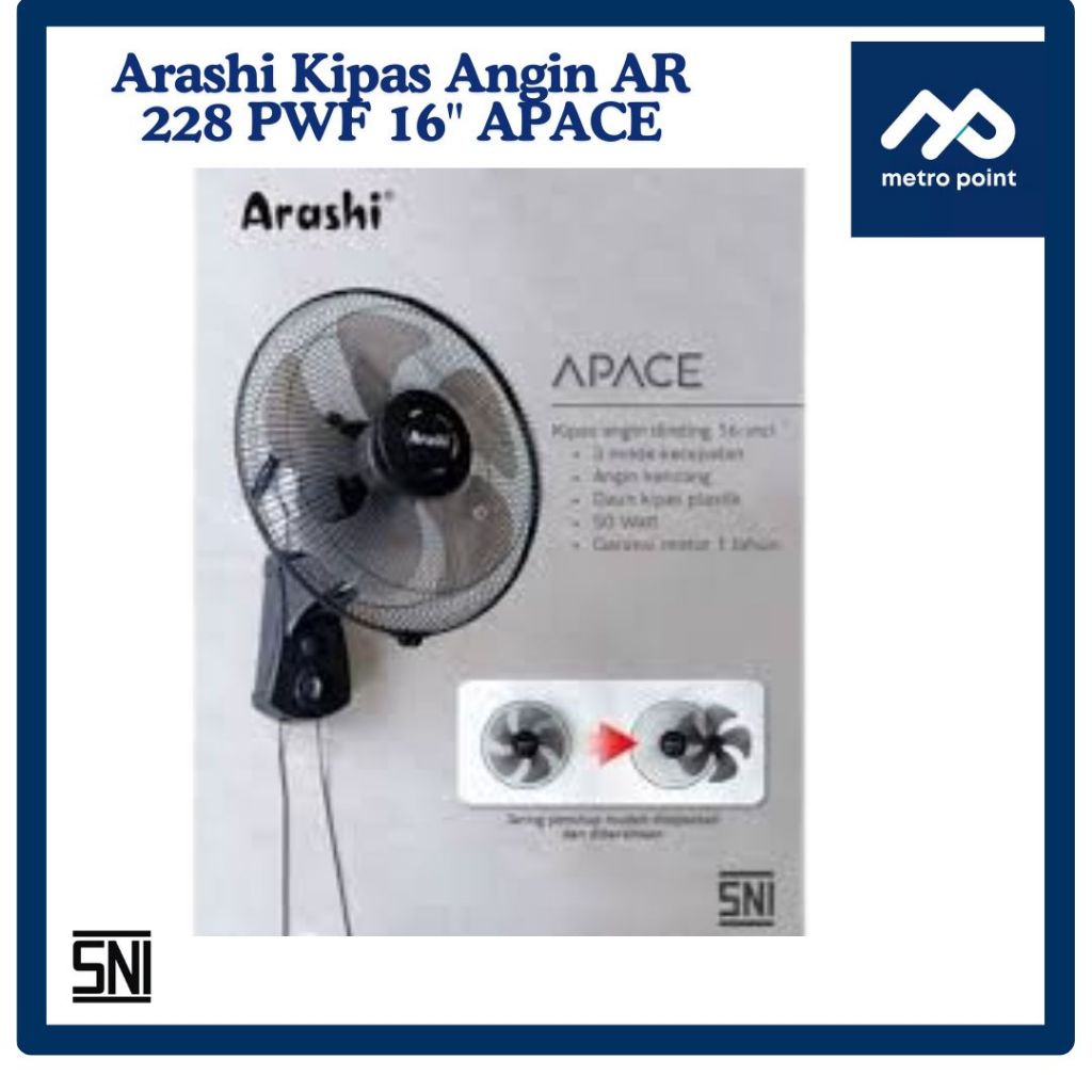 Arashi Kipas Angin AR 228 PWF 16" APACE/Kipas Angin Dinding
