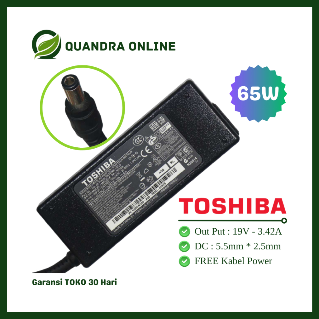 Adaptor Charger Toshiba C800 C800D C840 C840D C850 19V 3.42A ORIGINAL