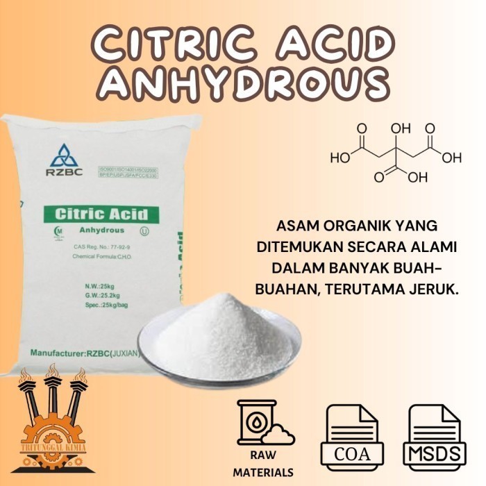 

Asam Citrun Anhydrous 500gr / Citric Acid Anhydrous Sitrat / Garam Asam Sitrat Anhydrat Kering 500gr