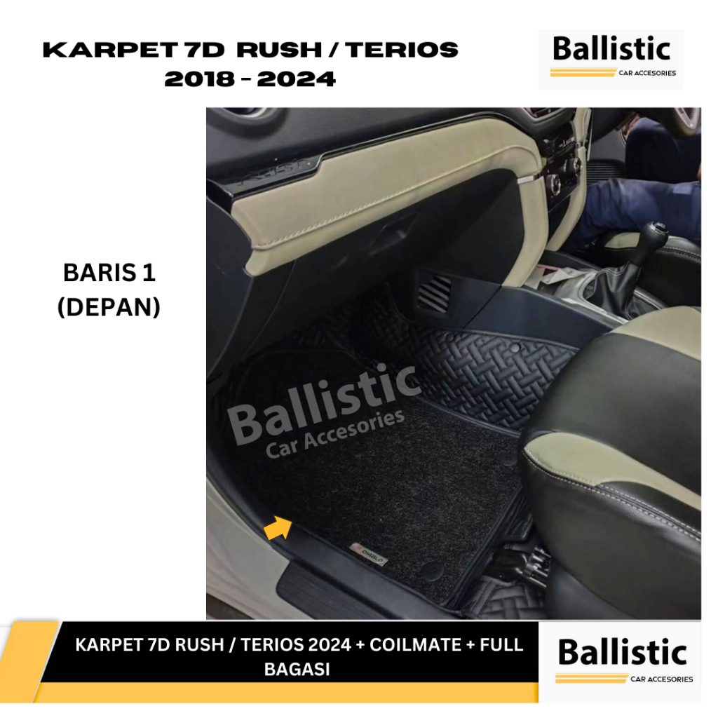 KARPET 7D RUSH/TERIOS 2018-2024 + COILMATE + FULL BAGASI