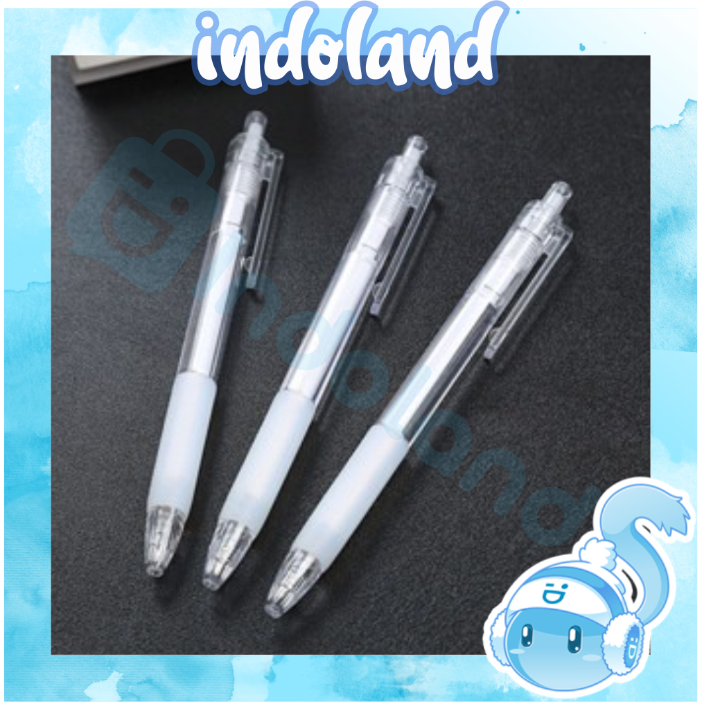 

☀INDOLAND☀ pena gel/Gel pen Hitam 0.5mm/Pulpen Sederhana Style Transparan S141