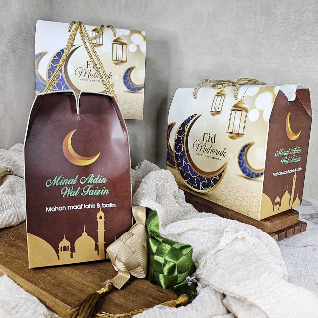 

( isi 5 ) Kotak Hampers Lebaran / Box Hampers Idul Fitri / Gable Box Lebaran /Gift Box Lebaran