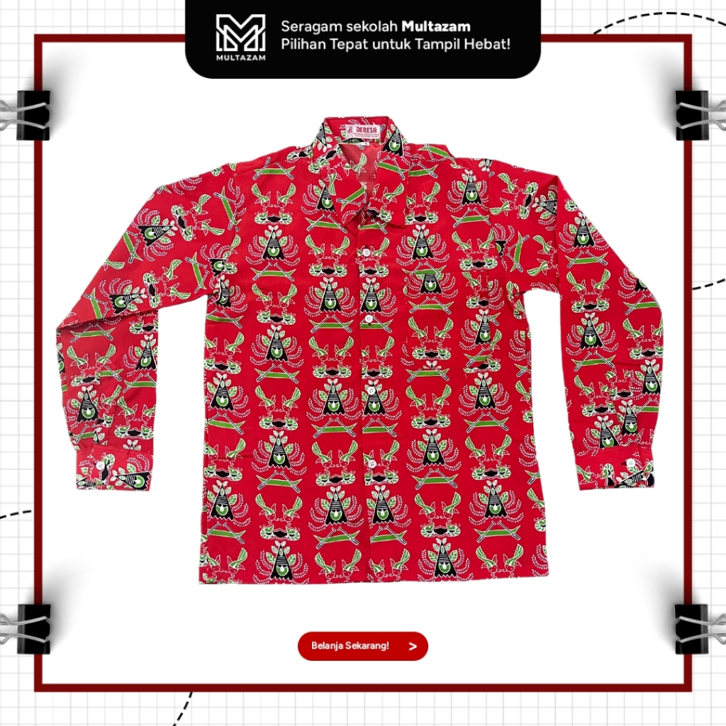 Baju Seragam Batik SD & MI Panjang warna Merah Hijau