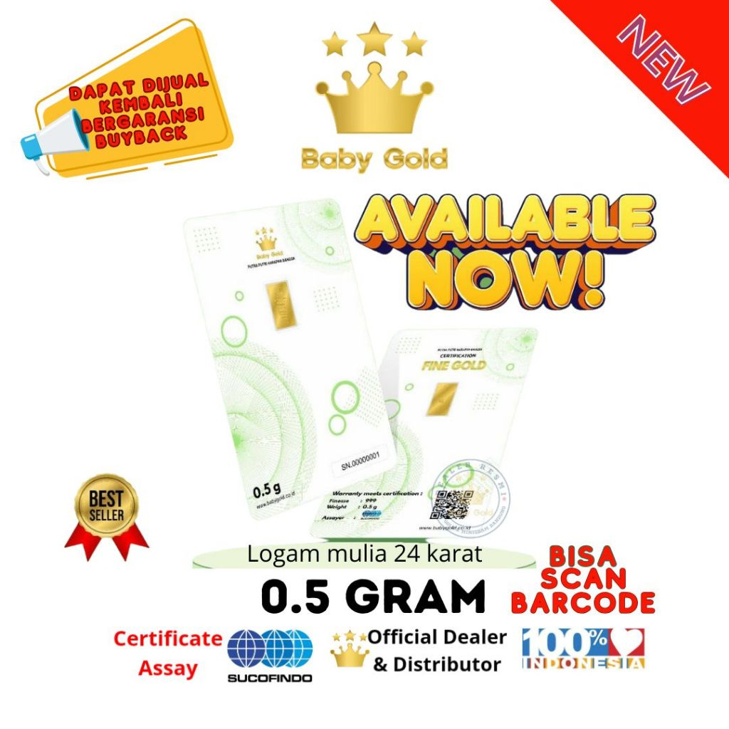 BABY GOLD  LOGAM MULIA EMAS MURNI 0.5 GRAM