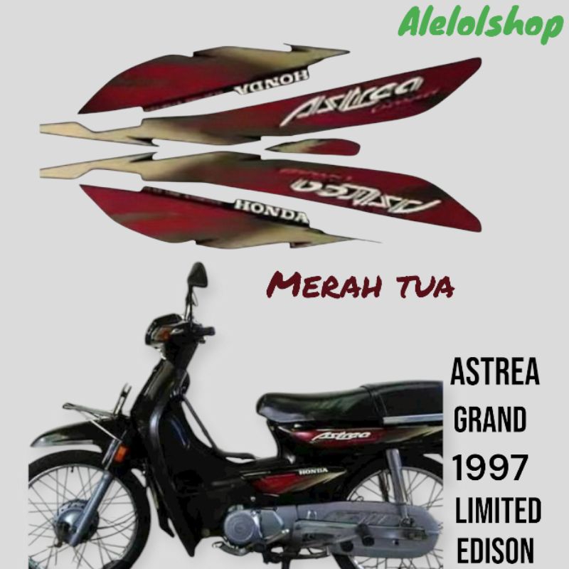 STIKER STRIPING LIS LES POLET PLAT BODY MOTOR HONDA ASTREA GRAND 1997 LIMITED EDITION MERAH TUA