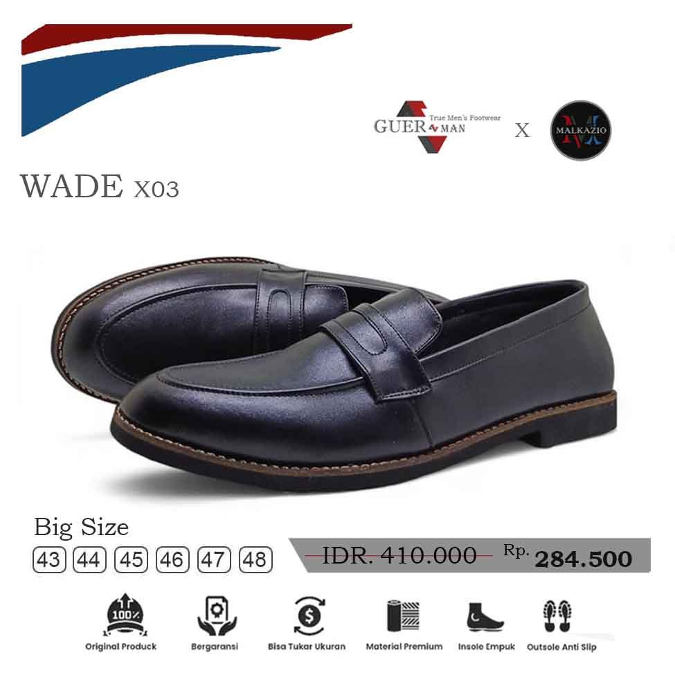 Sepatu Pantofel Loafer Pria Wade X03 Black - Big Size 44 45 46 47 48