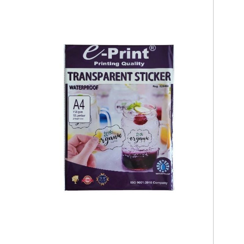 

E-Print Transparent Sticker A4 / Kertas Stiker Transparan Eprint A4