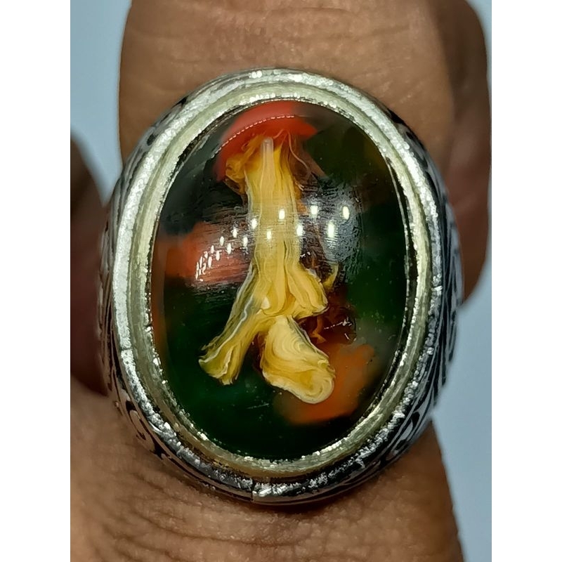 Cincin Batu Panca Warna Motip Kris