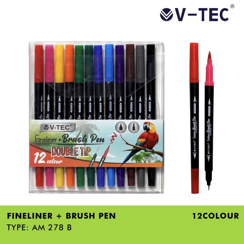 

FINELINER+BRUSH PEN VTEC AM 278 12 WARNA (SET)