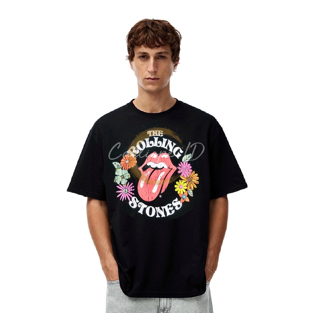 Kaos Band Merch P&B Rolling Stones (Unisex) Combed Tshirt Oversize