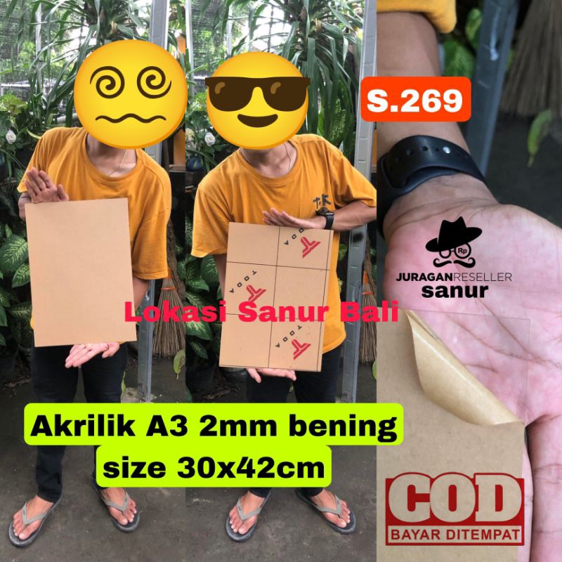 

Lembaran Akrilik A3 2mm bening sudut tajam size 30x42cm