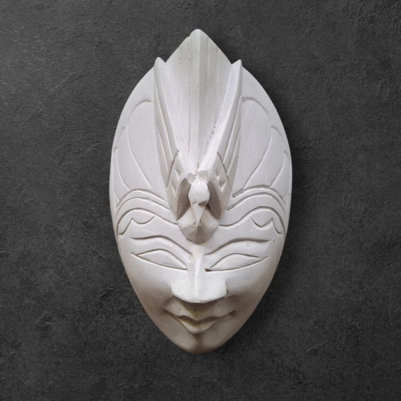 Topeng Kayu Rama Sudah di Cat Warna PUTIH