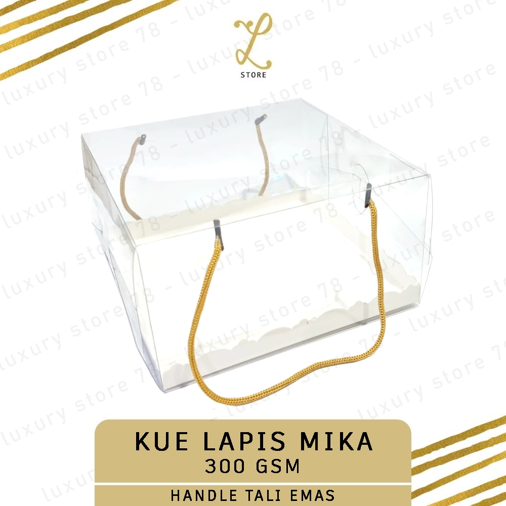 

[25X25X15 CM] (10 pcs) DUS BOLU LAPIS MIKA EKONOMIS HANDLE TALI | Box Kue Lapis Legit Mika - Box Mika Tali