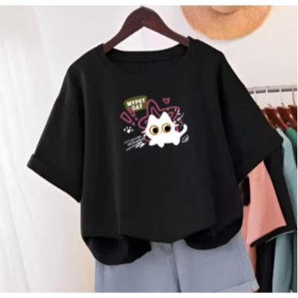 Kaos Atasan dewasa wanita T-SHIRT Variasi Oblong Distro Nyaman Katun Combed motif MY CAT