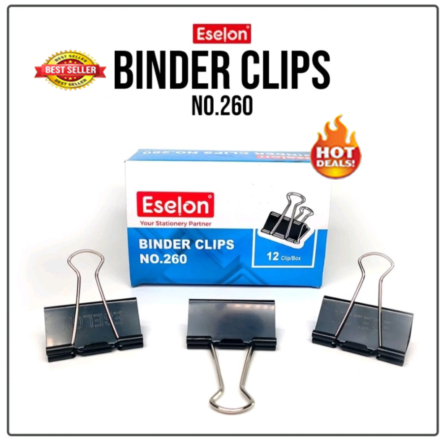 

[1 Kotak] Binder Clip / Klip / Penjepit Kertas Eselon 260 isi 12 pcs