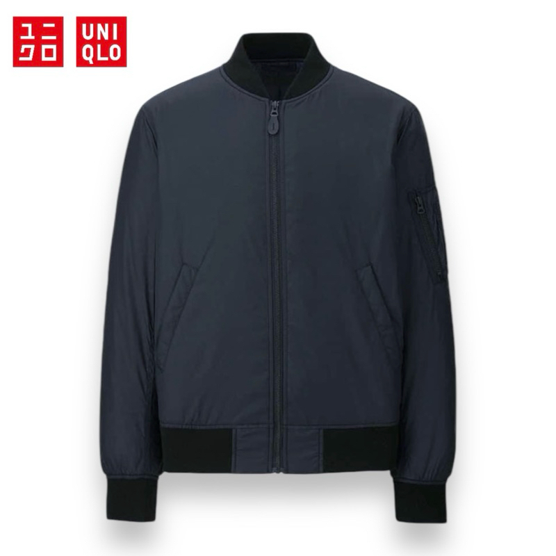 jaket bomber uniqlo original ori blouson ma1 dark navy motor jacket biker touring pria wanita