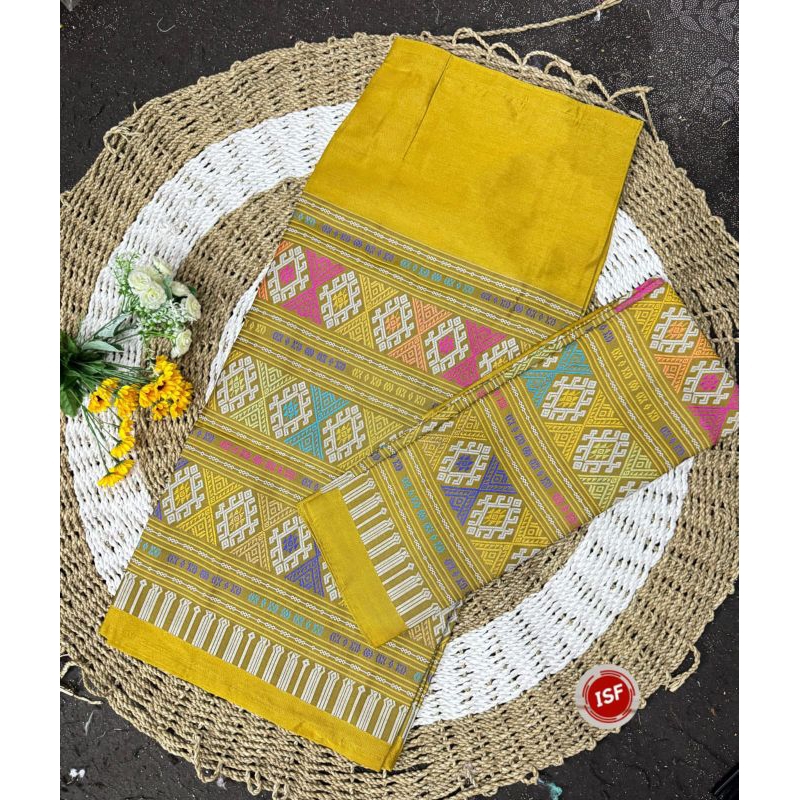 Rok Tenun Lilit Panjang Bangkok Motif Etnik madam rose lengkap selendang