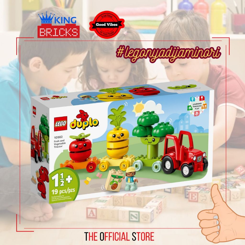 LEGO Original DUPLO 10982 Fruit and Vegetable Tractor - Mainan Anak Edukasi Mobil Truk Petani Buah S