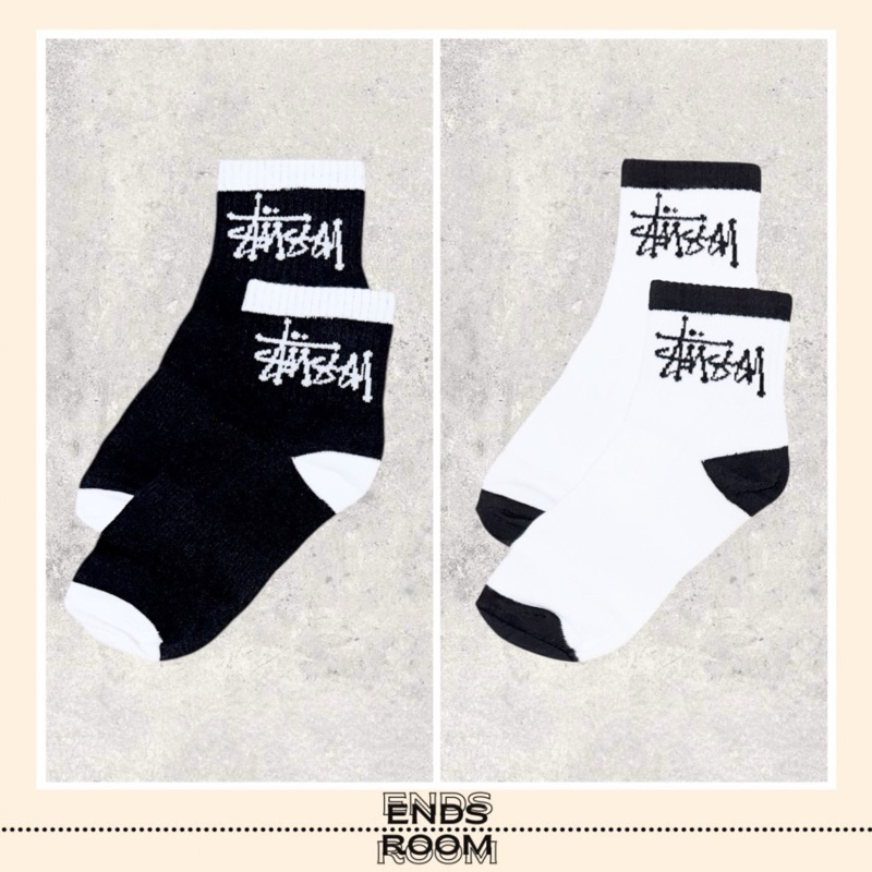 KAOS KAKI PENDEK MOTIF STUSSY HITAM PUTIH