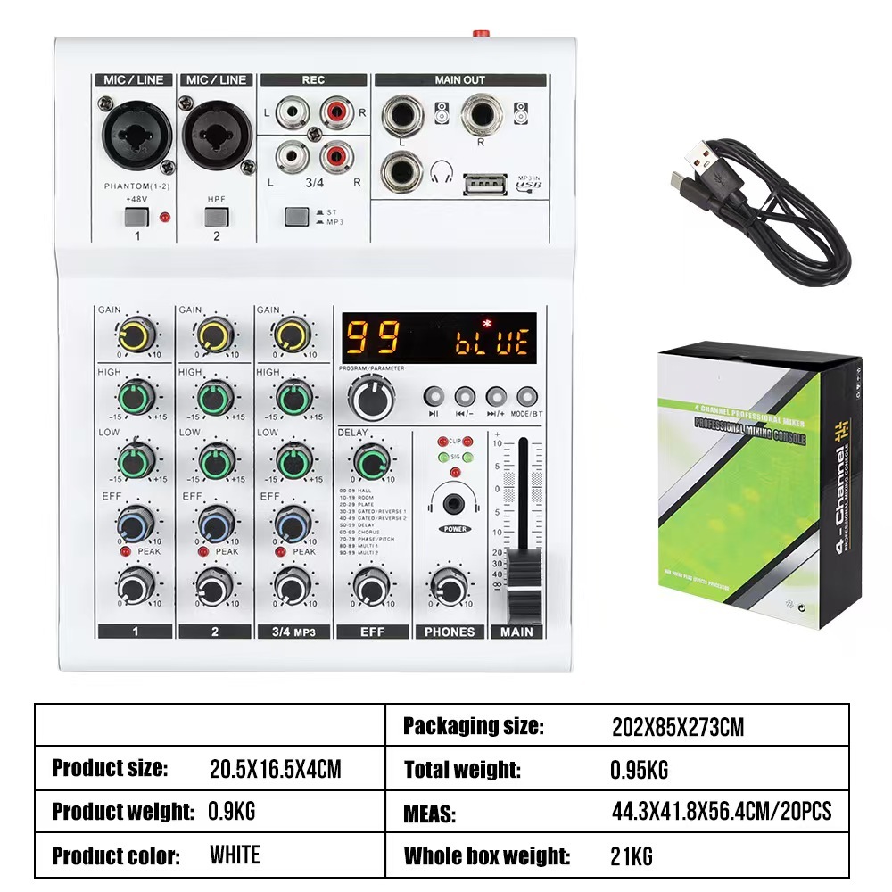 MINI mixer audio Metal 5v 4channel + wireless microphone Bluetooth adjusting the 48V sound from the 