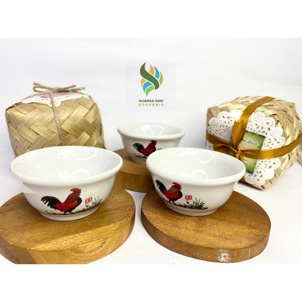 Souvenir Mangkok Sambal Two Tone Mangkok Keramik Ayam Jago Mini Mangkuk Keramik Kecil Kemas Besek