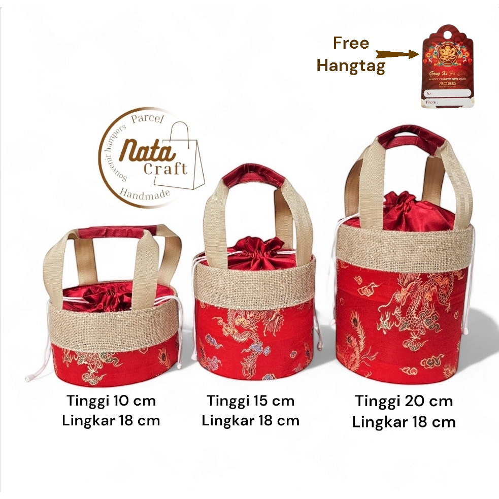 

Nata craft-Tas Parcel Cheongsam Tas Hampers Model Tabung Keranjang Hampers Tiga Ukuran