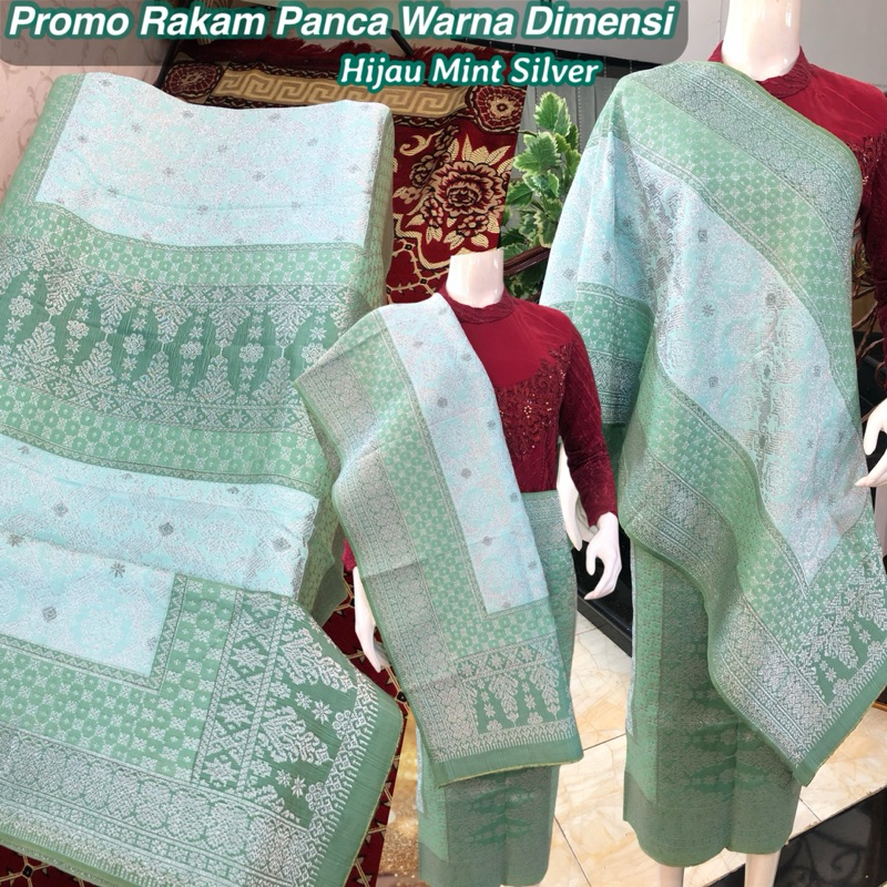 Songket Rakam Panca Warna Dimensi Promo/ Hijau Mint  / songket tenun asli palembang /ilham songket p