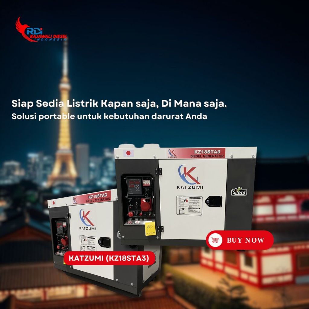 Genset 15KVA KATZUMI Silent Portable - 1 / 3 Phase