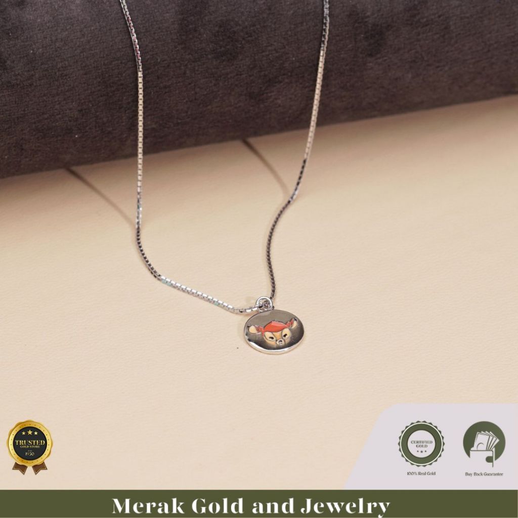 Merak Gold - Kalung Anak White Gold Italy Model Kancil | Emas Tua Kadar 17K