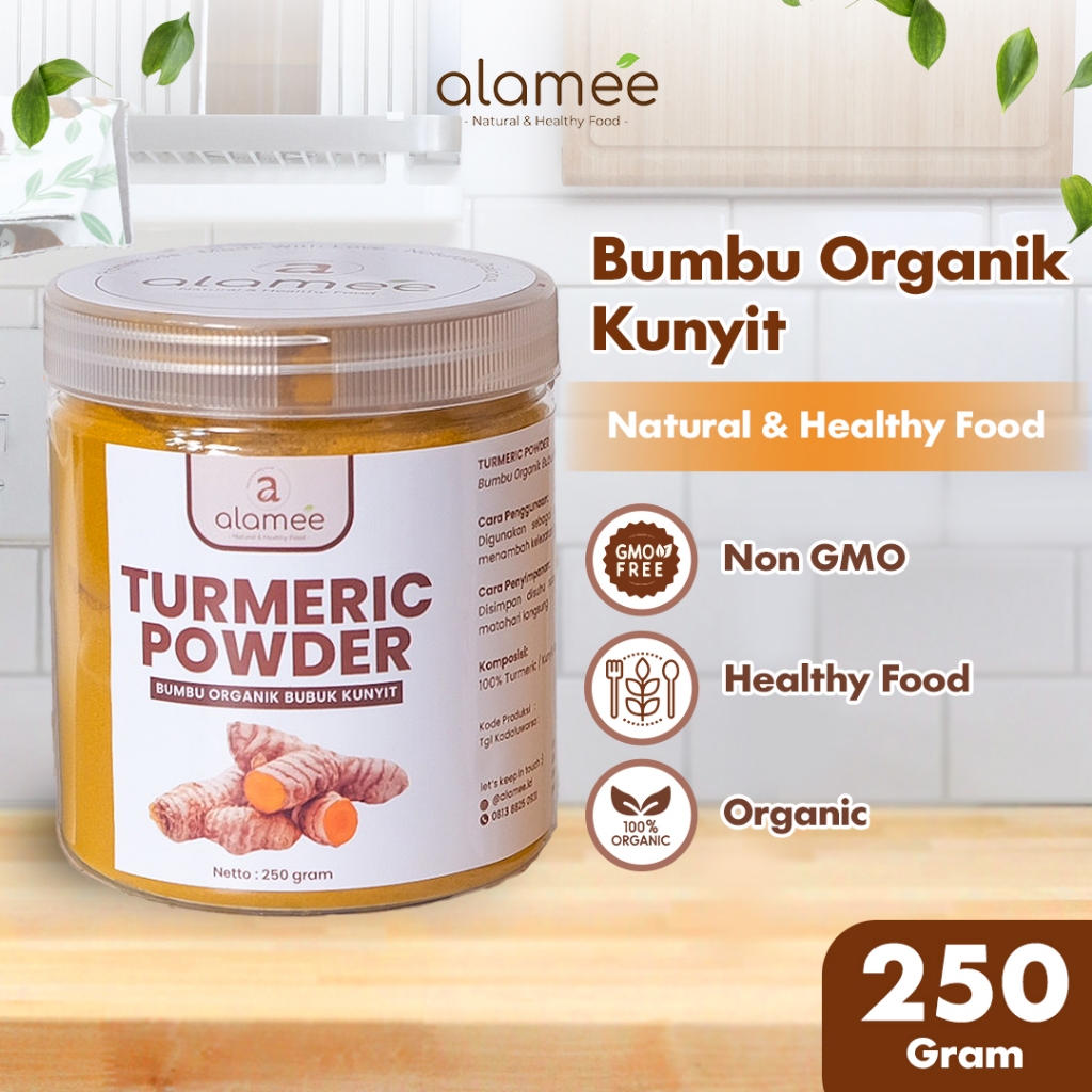 

ALAMEE Kunyit Bubuk Murni Turmeric Powder Ground Bumbu Dapur Instan Organik Tanpa Campuran 250gr