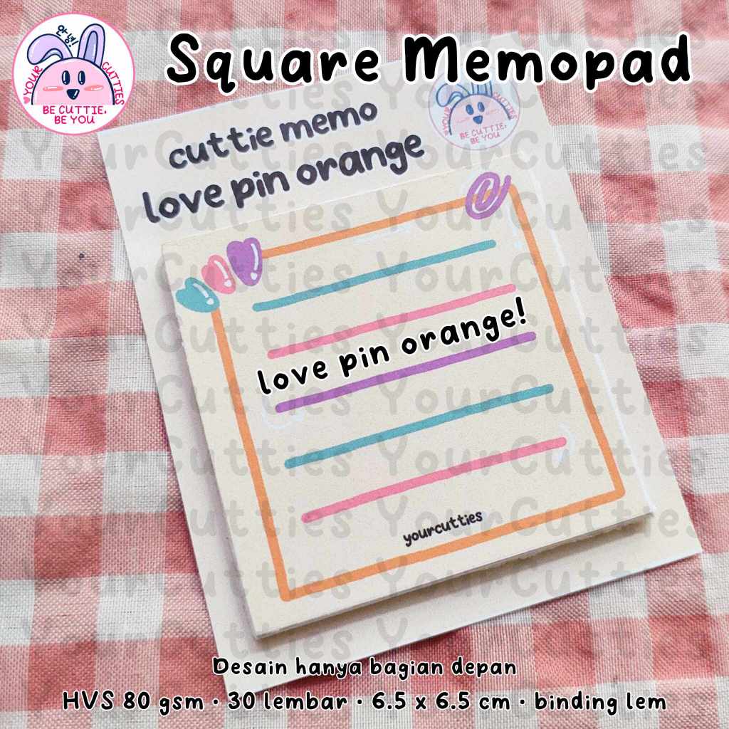 

[MEMO] LOVE PIN ORANGE MEMOPAD PERSEGI KOTAK MOTIF COCOK UNTUK CATATAN SEKOLAH KERJA JURNAL