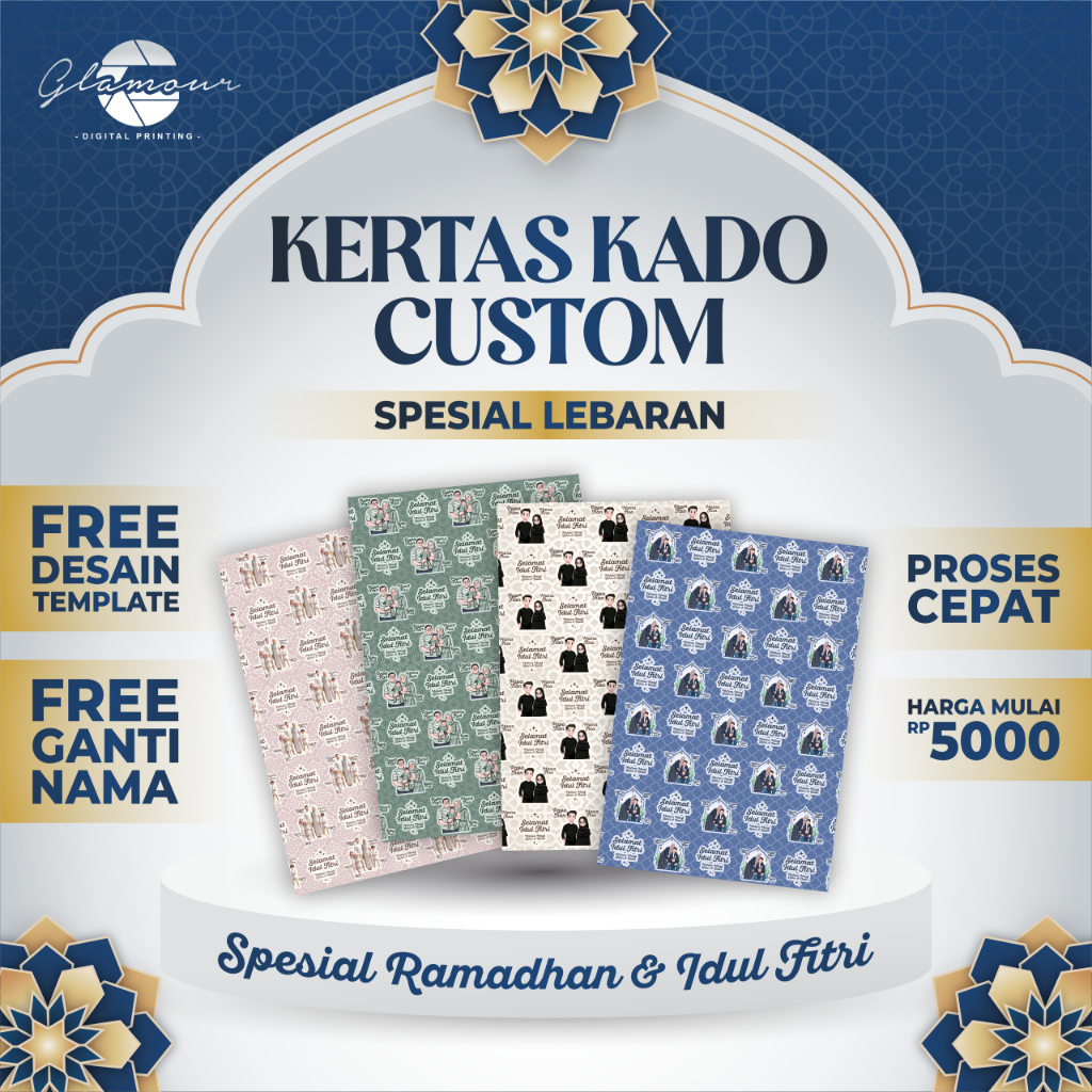 

Kertas Kado Custom Spesial Idul Fitri | Kado Lebaran | Wrapping Paper Idul Fitri | Kertas Kado Free Template Design