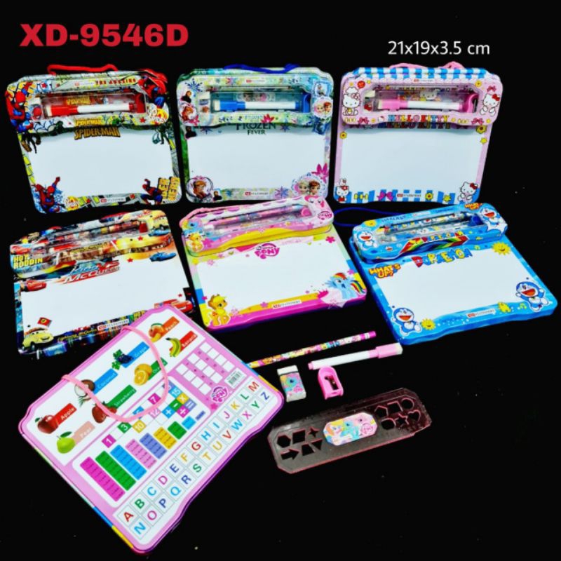 

[FREE BUBBLE+DUS] Tempat pensil kotak pensil white board jumbo besar+ study set paket alat tulis XD-9546D