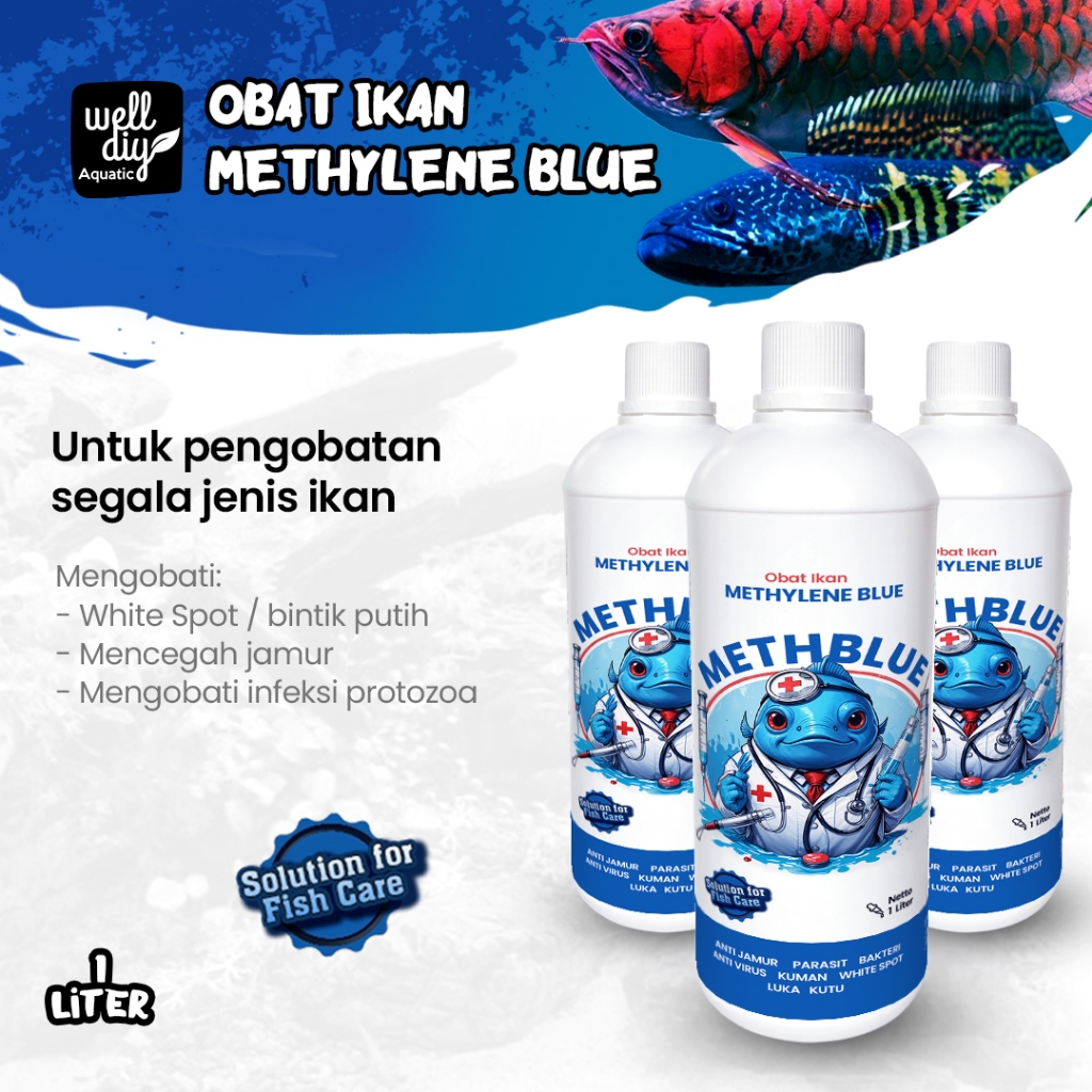 Obat Biru White Spot METH BLUE Methylene Blue Pengobatan Ikan Jamur Ikan - 100 ml